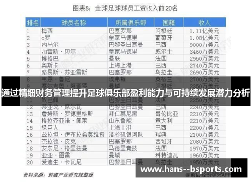通过精细财务管理提升足球俱乐部盈利能力与可持续发展潜力分析